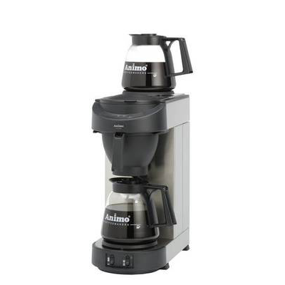 Animo M100,halfautomatische koffiezetsysteem Inclusief 2 glazen kannen 1,8 liter. Uitvoering geheel RvS, kwaliteit 18/9 met kunststof voorfront.